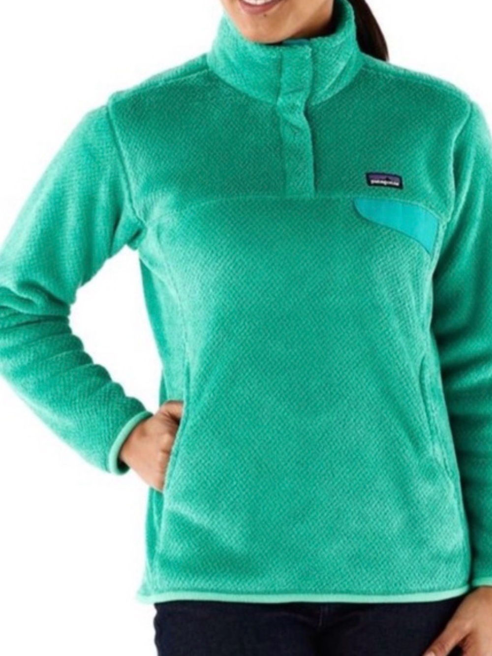 Patagonia Re-Tool Snap-T Fleece Pullover Teal Turquoise Size M